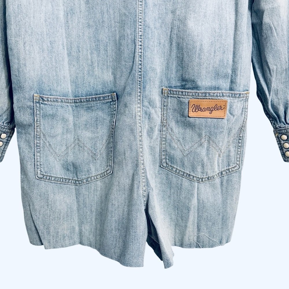 Wrangler Heritage Long Sleeve Snap denim romper shorts NEW Size Small - Picture 9 of 12